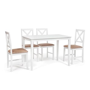 Обеденная зона на кухню Хадсон (стол + 4 стула) id 13693 pure white (белый 2-1) арт.13693 в Бузулуке